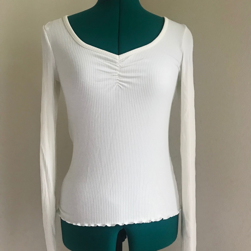 &OtherStories White Fitted Long Sleeves Top XS